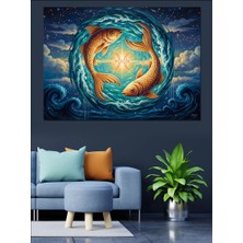 Karizma Tablo Su Içinde Oynayan Iki Renkli Balık Dekoratif Kanvas - Mdf Ahşap Tablo