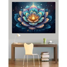 Karizma Tablo Parlayan Kristal Lotus Çiçeği Tablosu Dekoratif Kanvas - Mdf Ahşap Tablo
