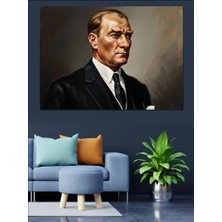 Karizma Tablo Profilinden Atatürk Portre Sanatı Dekoratif Kanvas - Mdf Ahşap Tablo