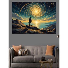 Karizma Tablo Yıldızlı Gökyüzü Altında Yalnız Silüet Dekoratif Kanvas - Mdf Ahşap Tablo