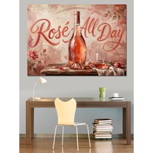 Karizma Tablo Rose All Day Şarap Şişesi Dekoratif Kanvas - Mdf Ahşap Tablo
