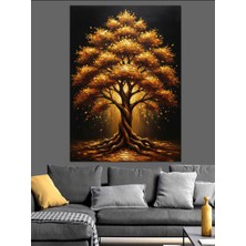 Karizma Tablo Altın Işıltılı Hayat Ağacı Tablosu Dekoratif Kanvas - Mdf Ahşap Tablo