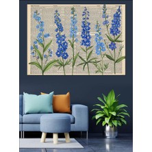 Karizma Tablo Mavi Lavanta Çiçekleri ve Kitap Dekoratif Kanvas - Mdf Ahşap Tablo