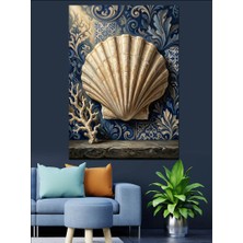 Karizma Tablo Antik Desenli Büyük Deniz Kabuğu Dekoratif Kanvas - Mdf Ahşap Tablo