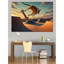Karizma Tablo Kaykay Yapan Kanguru ve Macera Dekoratif Kanvas - Mdf Ahşap Tablo
