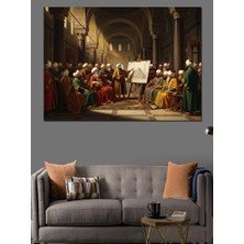 Karizma Tablo Tarihi Sarayda Toplanan Devlet Adamları Dekoratif Kanvas - Mdf Ahşap Tablo