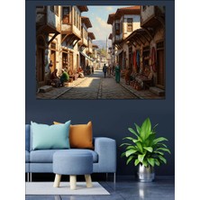 Karizma Tablo Tarihi Dar Sokak ve Eski Evler Dekoratif Kanvas - Mdf Ahşap Tablo