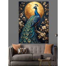 Karizma Tablo Ay Işığında Balkonda Tavus Kuşu Dekoratif Kanvas - Mdf Ahşap Tablo