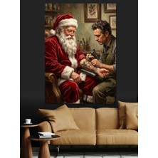 Karizma Tablo Noel Baba ve Dövme Sanatçısı Dekoratif Kanvas - Mdf Ahşap Tablo