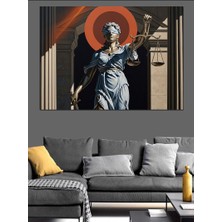 Karizma Tablo Adalet Tanrıçası Heykeli Grafik Tasarım Dekoratif Kanvas - Mdf Ahşap Tablo