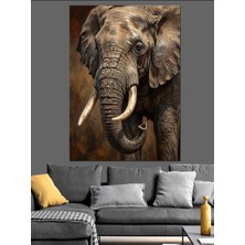 Karizma Tablo Detaylı Afrika Fili Gövde Portresi Dekoratif Kanvas - Mdf Ahşap Tablo
