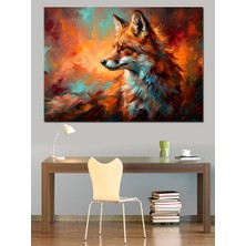 Karizma Tablo Sanatsal Fırça Darbeli Kızıl Tilki Dekoratif Kanvas - Mdf Ahşap Tablo
