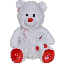 Selay Oyuncak 1085B Selay, Yavrulu Ayı 100 cm Beyaz