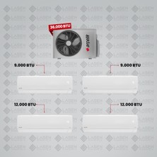 Arçelik 1+4 Multi Sistem Klima / 36100 Md Pro Dış Ünite ( 2 Adet 9.000 Btu Beyaz + 2 Adet 12 Btu Beyaz Iç Üniteler )