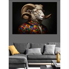 Karizma Tablo Renkli Kıyafetli Bilge Koç Portresi Dekoratif Kanvas - Mdf Ahşap Tablo