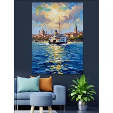 Karizma Tablo Istanbul Boğazında Süzülen Beyaz Vapur Dekoratif Kanvas - Mdf Ahşap Tablo