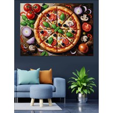 Karizma Tablo Üzeri Malzeme Dolu Italyan Pizza Dekoratif Kanvas - Mdf Ahşap Tablo