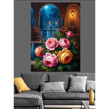 Karizma Tablo Mistik Bir Bahçede Renkli Güller Dekoratif Kanvas - Mdf Ahşap Tablo