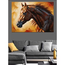 Karizma Tablo Gün Işığında Asil At Portresi Dekoratif Kanvas - Mdf Ahşap Tablo