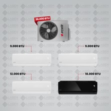 Arçelik 1+4 Multi Sistem Klima / 36100 Md Pro Dış Ünite ( 2 Adet 9.000 Btu Beyaz + 12 Btu Beyaz + 18 Btu Siyah Iç Üniteler )