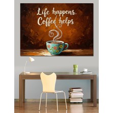 Karizma Tablo Kahve Yardım Eder Mutfak Yazısı Dekoratif Kanvas - Mdf Ahşap Tablo