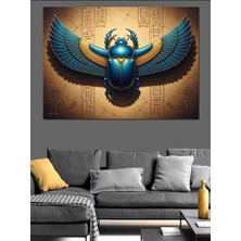 Karizma Tablo Kanatlı ve Altın Zırhlı Kutsal Böcek Dekoratif Kanvas - Mdf Ahşap Tablo