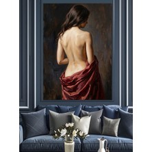 Karizma Tablo Kadın ve Kırmızı Kumaş Dekoratif Kanvas - Mdf Ahşap Tablo