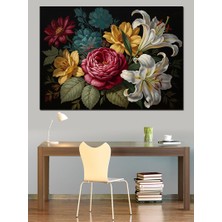 Karizma Tablo Karanlıkta Parlayan Renkli Bahar Çiçekleri Dekoratif Kanvas - Mdf Ahşap Tablo
