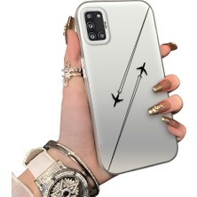 Ucuc Samsung Galaxy A31 Uyumlu Sert Akrilik Arka Silikon Kenar Lens Koruma Kılıf