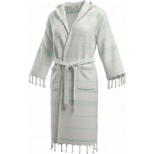 DNRYSL %100 Pamuk Yumuşak El Dokuması Bornoz, Püsküllü Kapüşonlu Plaj, Spa, Havuz ve Banyo Bornozu