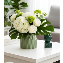 E.M.S Büzgülü Saksı Kaktüs Saksısı Sukulent Saksısı Menekşe Saksısı Büyük Boy Mint Yeşili 8.5 x 10 cm