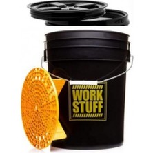 Work Stuff Siyah Detaylandırma Kovası Rınse ( Durulama ) - 20 Litre + Grit Guard (Süzgeç) + Mühür Vidalı Kapak ( Kova Kapağı ) - 3’lü Set.
