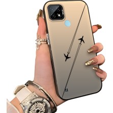 Ucuc Realme C21 Uyumlu Sert Akrilik Arka Silikon Kenar Lens Koruma Kılıf