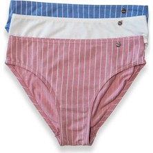 Kom Stripe 3'lü Kadın Bikini Külot
