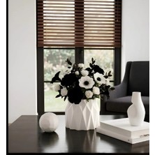 E.M.S Büzgülü Saksı Kaktüs Saksısı Sukulent Saksısı Menekşe Saksısı Büyük Boy Siyah 8.5 x 10 cm Sedef Beyaz