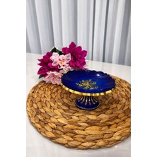 Viva Lacivert Gold Detaylı Ayaklı Sunumluk – El Yapımı Dekoratif Epoksi Kase&sunumluk-Şekerlik