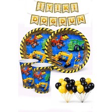 Bkmc Party Inşaat Temalı 20’li Sarı Siyah Balon Seti Tabak Bardaklı Parti & Doğum Günü Dekorasyon