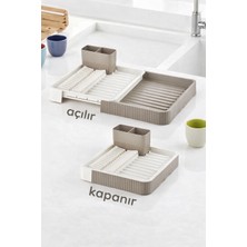 Eco Lounge Bx Açılır-Kapanır Bulaşıklık - Bulaşık Durulama Sepeti Tabaklık Bulaşık Kurutmalık Latte