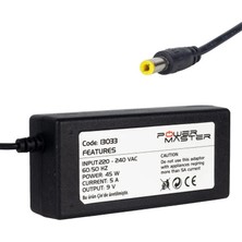 Powermaster PM-13033 9 Volt - 5 Amper 5.5*2.5 mm Uçlu Yazar Kasa / Pos Makinesi Masaüstü Adaptör