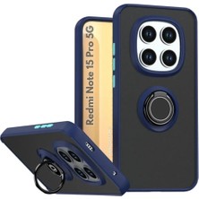 HANPORIUM Redmi Note 15 Pro 5g Uyumlu Kılıf Yüzüklü Standlı Extra Darbe Koruma Sert Silikon Kapak - Lacivert