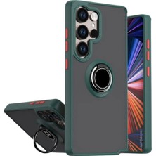 HANPORIUM Samsung Galaxy S26 Ultra Uyumlu Kılıf Yüzüklü Standlı Extra Darbe Koruma Sert Silikon Kapak - Yeşil