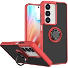 HANPORIUM Vivo V30 Lite Uyumlu Kılıf Yüzüklü Standlı Extra Darbe Koruma Sert Silikon Kapak - Kırmızı