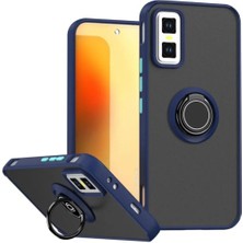 HANPORIUM Infinix Gt 30 Uyumlu Kılıf Yüzüklü Standlı Extra Darbe Koruma Sert Silikon Kapak - Lacivert
