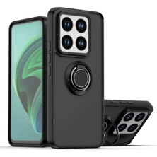 HANPORIUM Xiaomi 14 Uyumlu Kılıf Yüzüklü Standlı Extra Darbe Koruma Sert Silikon Kapak - Siyah