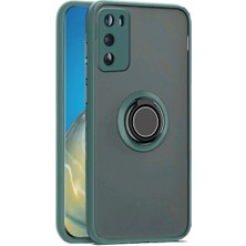 HANPORIUM Huawei P30 Pro Uyumlu Kılıf Yüzüklü Standlı Extra Darbe Koruma Sert Silikon Kapak - Yeşil