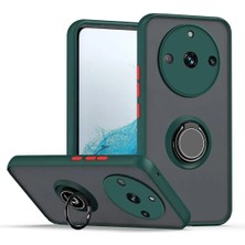 HANPORIUM Realme 11 Pro Uyumlu Kılıf Yüzüklü Standlı Extra Darbe Koruma Sert Silikon Kapak - Yeşil
