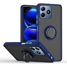 HANPORIUM Realme C63 Uyumlu Kılıf Yüzüklü Standlı Extra Darbe Koruma Sert Silikon Kapak - Lacivert