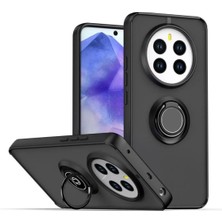 HANPORIUM Realme 12 Pro Uyumlu Kılıf Yüzüklü Standlı Extra Darbe Koruma Sert Silikon Kapak - Siyah