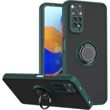 HANPORIUM Redmi Note 12 Pro 4g Uyumlu Kılıf Yüzüklü Standlı Extra Darbe Koruma Sert Silikon Kapak - Yeşil