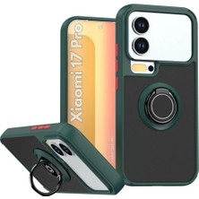 HANPORIUM Xiaomi 17 Pro Uyumlu Kılıf Yüzüklü Standlı Extra Darbe Koruma Sert Silikon Kapak - Yeşil